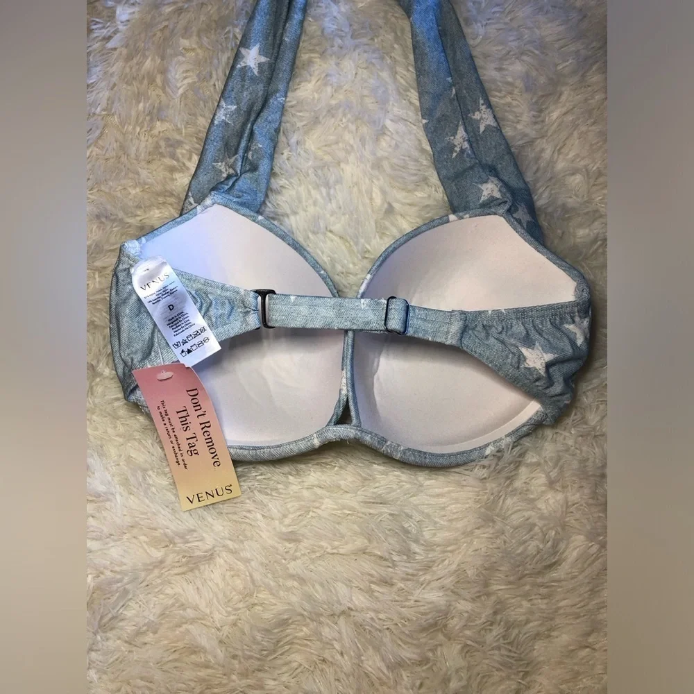 VENUS Blue and White Bikini Swimwear Marilyn Push up. Size D NWT